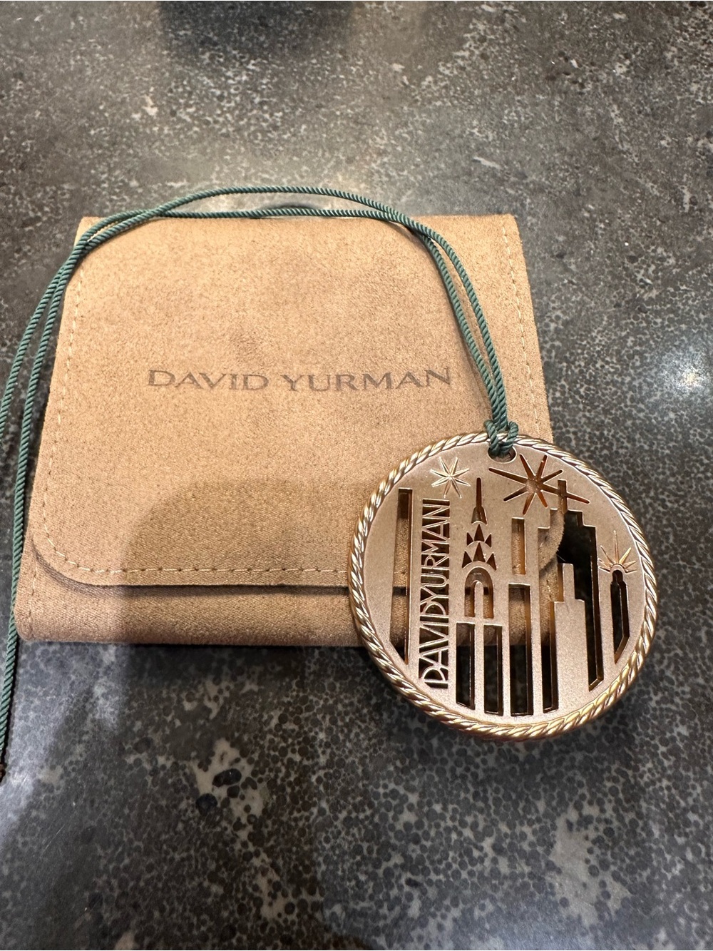 David Yurman NYC Skyline Matte Gold Tone Ornament with Pouch